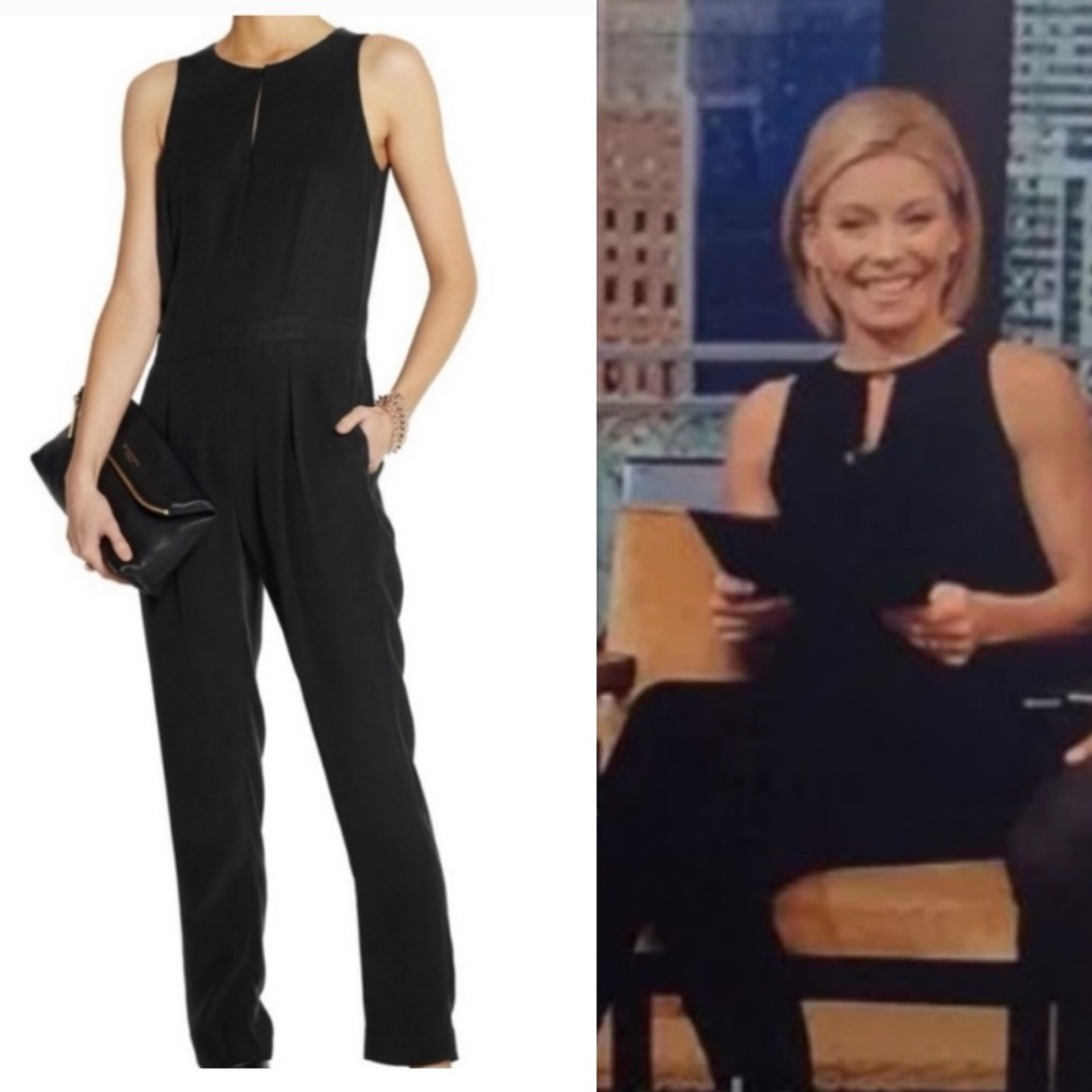 Rag & Bone Black Sleeveless Jumpsuit 100% Silk and Leather Size 6 Black